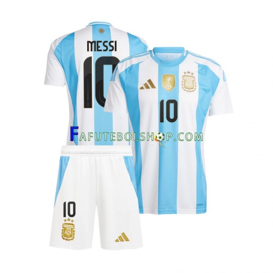 Camisa 1 Argentina Lionel Messi 10 Copa America 2024 manga curta ,infantil