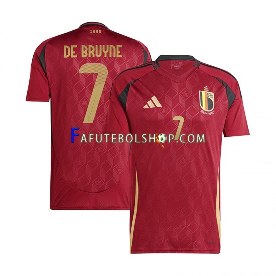 Camisa 1 Bélgica De Bruyne 7 Euro 2024 manga curta ,Masculino