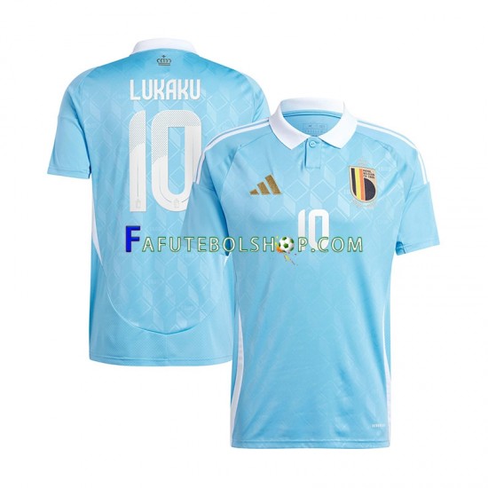 Camisa 2 Bélgica Romelu Lukaku 10 Euro 2024 manga curta ,Masculino