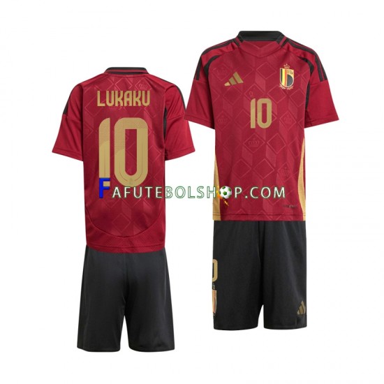 Camisa 1 Bélgica Romelu Lukaku 10 Euro 2024 manga curta ,infantil