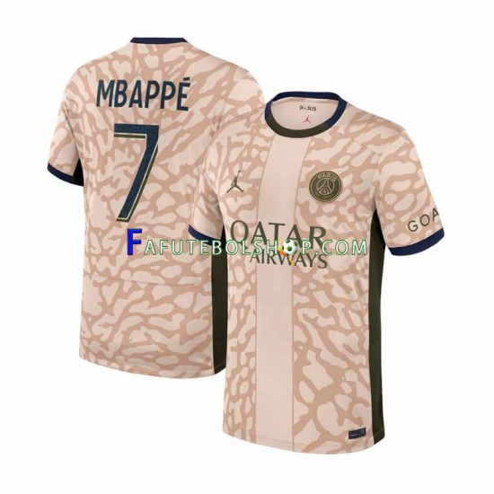 Camisa 4 Paris Saint Germain Mbappé 7 2023-2024 manga curta ,Masculino