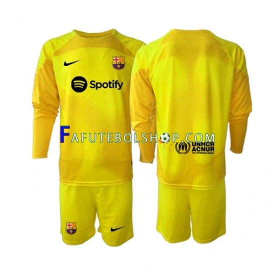 Camisa Goleiro 4 FC Barcelona 2022-2023 manga longa ,infantil