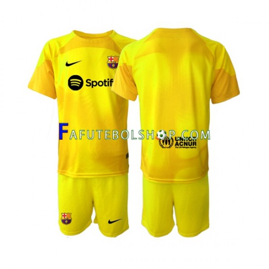 Camisa Goleiro 4 FC Barcelona 2022-2023 manga curta ,infantil