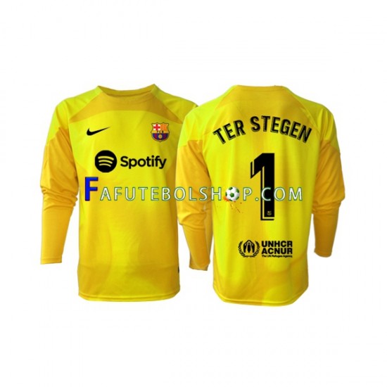 Camisa Goleiro 4 FC Barcelona Ter Stegen 1 2022-2023 manga longa ,Masculino