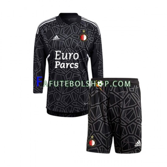 Camisa Goleiro 4 Feyenoord Rotterdam 2022-2023 manga longa ,infantil