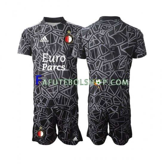 Camisa Goleiro 4 Feyenoord Rotterdam 2022-2023 manga curta ,infantil