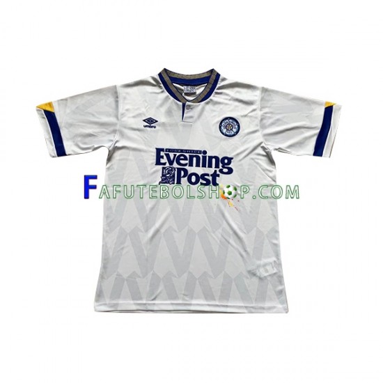 Camisa 1 Leeds United Retrô 1991-1992 manga curta ,Masculino