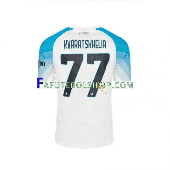 Camisa 1 Napoli Face Game Kvaratskhelia 77 2022-2023 manga curta ,Masculino