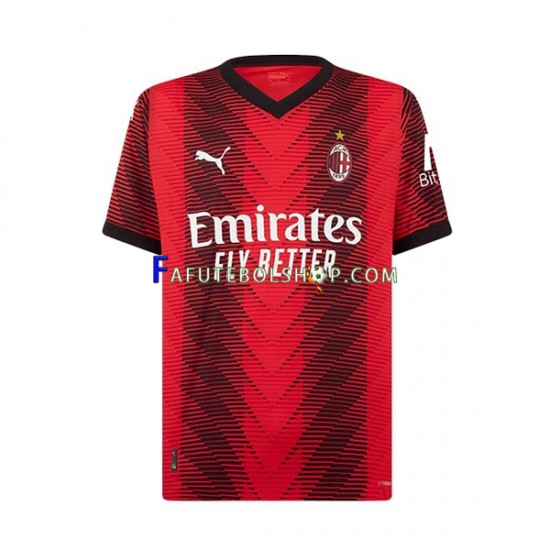 Camisa 1 AC Milan Rafael Leao 10 2023-2024 manga curta ,infantil