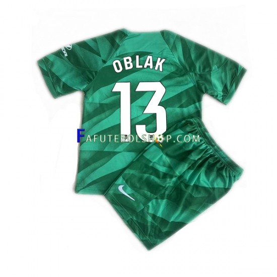 Camisa Goleiro 2 Atlético de Madrid Jan Oblak 13 2023-2024 manga curta ,infantil