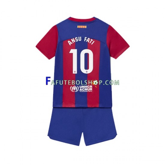 Camisa 1 FC Barcelona Ansu Fati 10 2023-2024 manga curta ,infantil