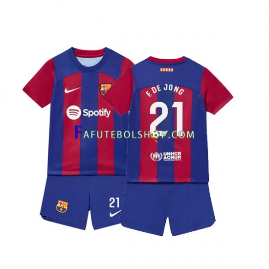 Camisa 1 FC Barcelona Frenkie de Jong 21 2023-2024 manga curta ,infantil