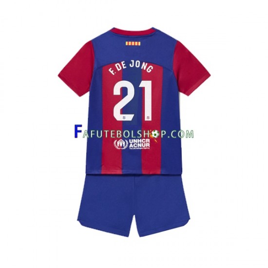 Camisa 1 FC Barcelona Frenkie de Jong 21 2023-2024 manga curta ,infantil