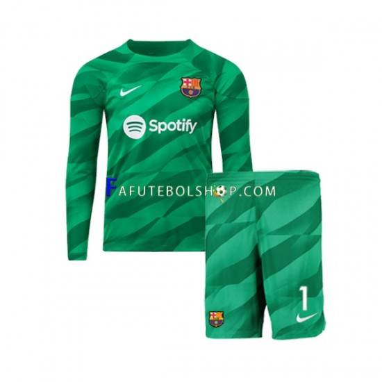 Camisa Goleiro 1 FC Barcelona Ter Stegen 1 2023-2024 manga longa ,infantil