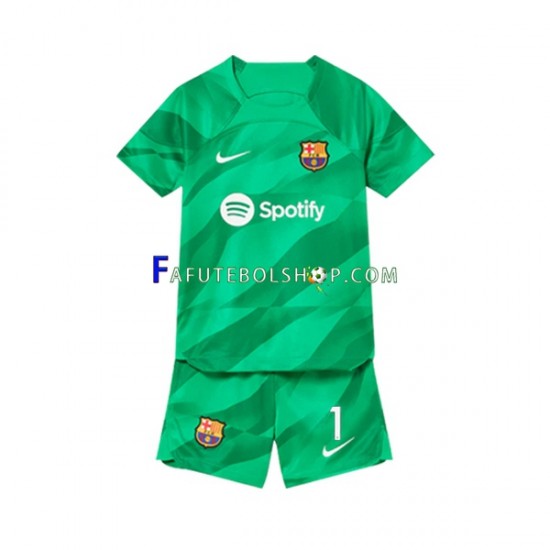 Camisa Goleiro 1 FC Barcelona Ter Stegen 1 2023-2024 manga curta ,infantil