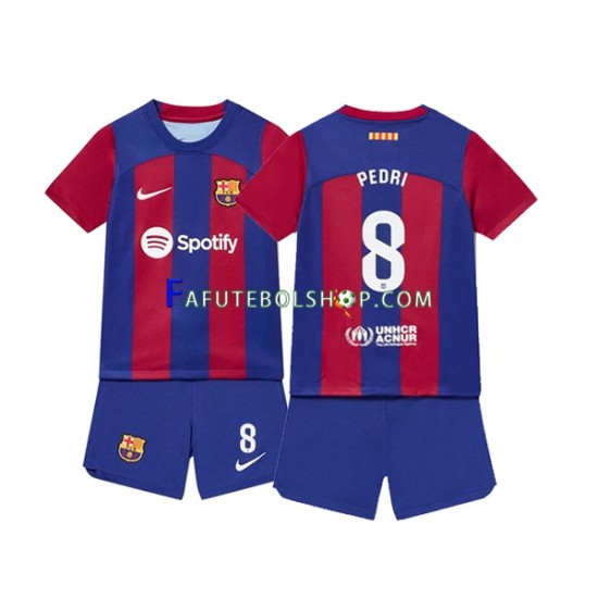 Camisa 1 FC Barcelona Pedri 8 2023-2024 manga curta ,infantil