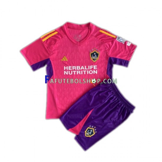 Camisa Goleiro Los Angeles Galaxy Rosa 2023-2024 manga curta ,infantil