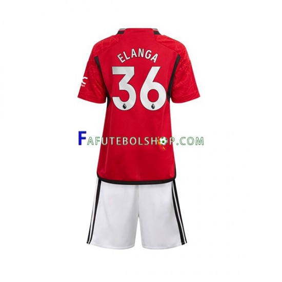 Camisa 1 Manchester United Anthony Elanga 36 2023-2024 manga curta ,infantil