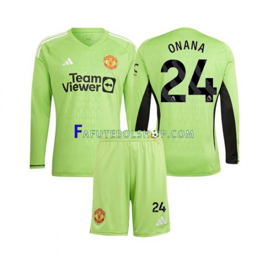 Camisa Goleiro 1 Manchester United Andre Onana 24 2023-2024 manga longa ,infantil