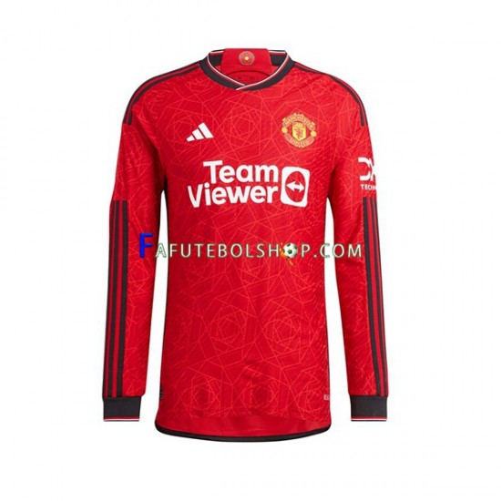 Camisa 1 Manchester United 2023-2024 manga longa ,Masculino