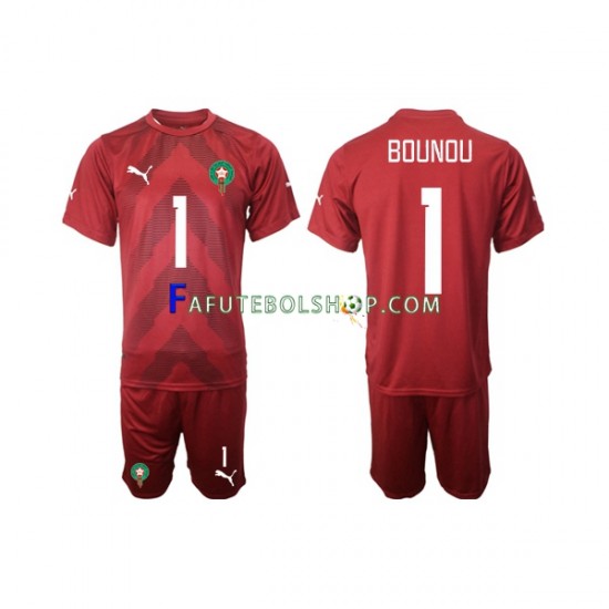 Camisa Goleiro 1 Marrocos Yassine Bounou 1 2022 manga curta ,infantil