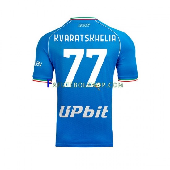 Camisa 1 Napoli Khvicha Kvaratskhelia 77 2023-2024 manga curta ,Masculino