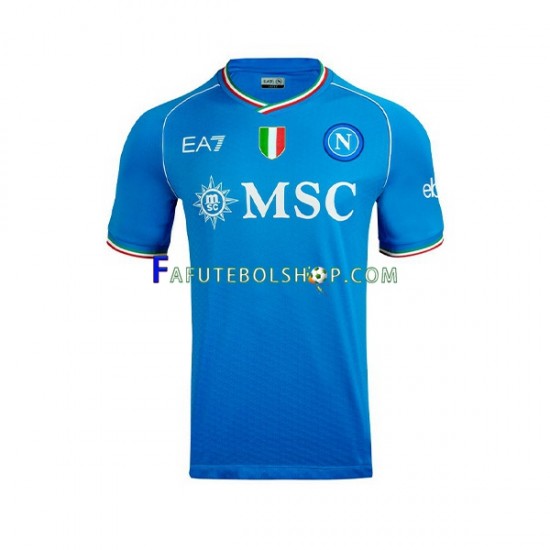 Camisa 1 Napoli Khvicha Kvaratskhelia 77 2023-2024 manga curta ,Masculino