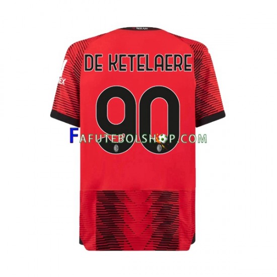 Camisa 1 AC Milan Charles De Ketelaere 90 2023-2024 manga curta ,Masculino