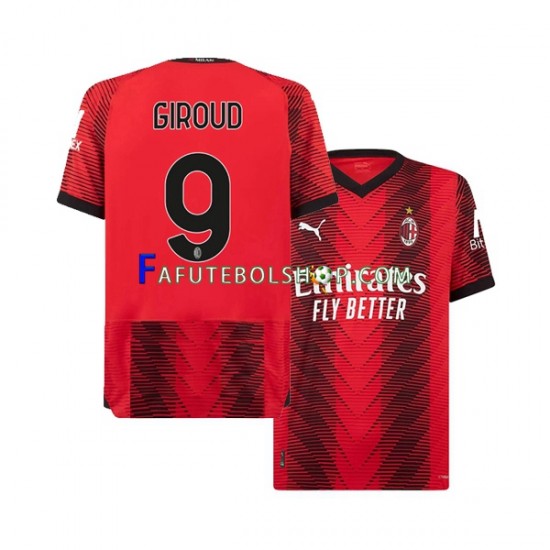 Camisa 1 AC Milan Olivier Giroud 9 2023-2024 manga curta ,Masculino