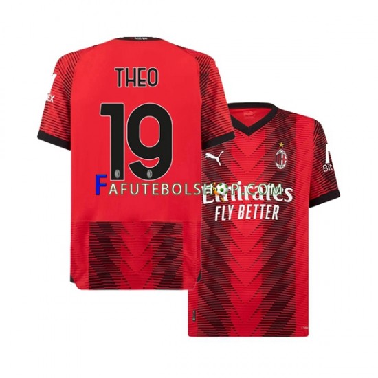 Camisa 1 AC Milan Theo Hernandez 19 2023-2024 manga curta ,Masculino