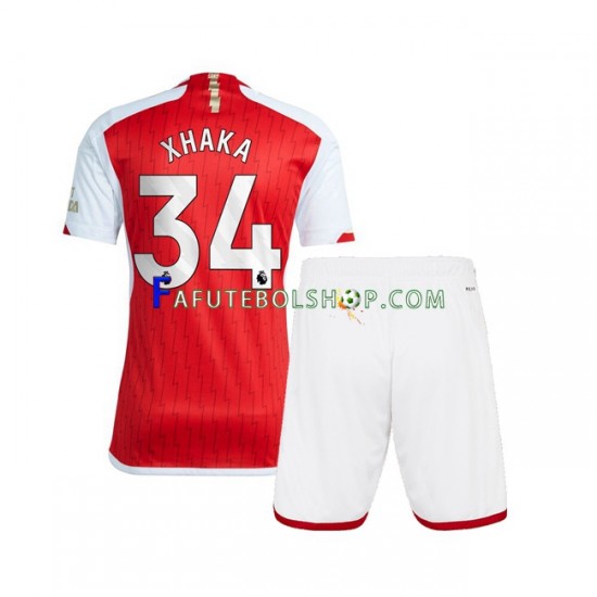 Camisa 1 Arsenal Xhaka 34 2023-2024 manga curta ,infantil