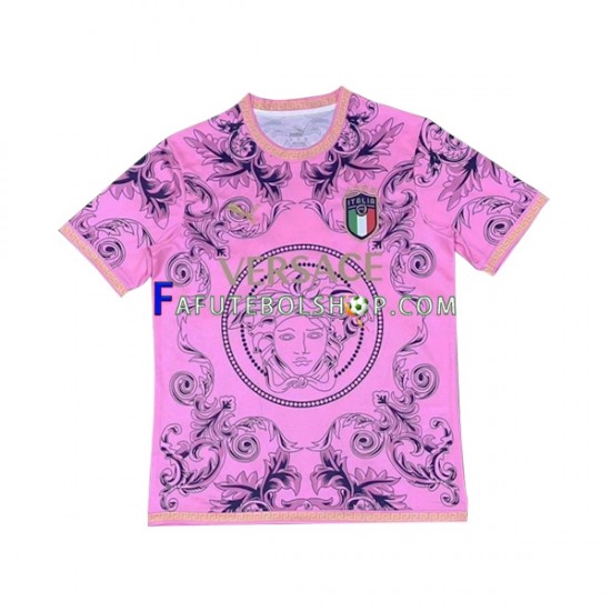 Camisa Itália Rosa Versace 2023-2024 manga curta ,Masculino