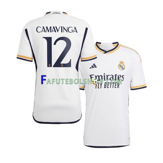 Camisa 1 Real Madrid Camavinga 12 2023-2024 manga curta ,Masculino