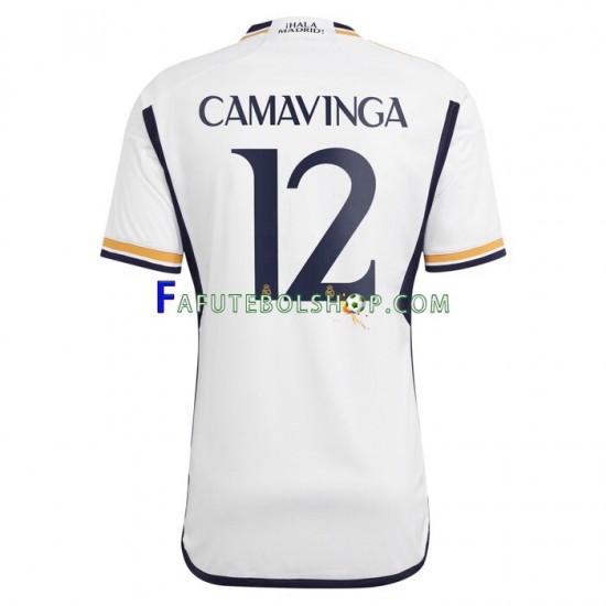 Camisa 1 Real Madrid Camavinga 12 2023-2024 manga curta ,Masculino