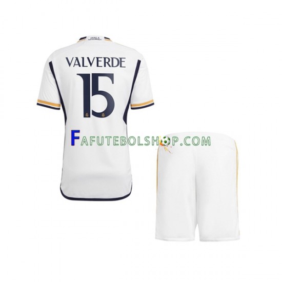 Camisa 1 Real Madrid Federico Valverde 15 2023-2024 manga curta ,infantil