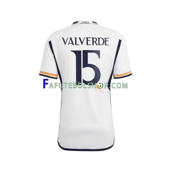 Camisa 1 Real Madrid Federico Valverde 15 2023-2024 manga curta ,Masculino