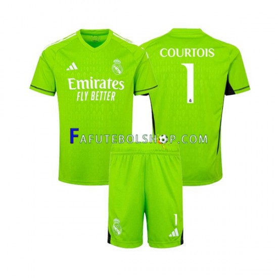 Camisa Goleiro 1 Real Madrid Thibaut Courtois 1 2023-2024 manga curta ,infantil