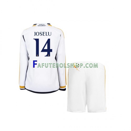 Camisa 1 Real Madrid JOSELU 14 2023-2024 manga longa ,infantil