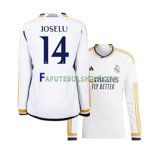 Camisa 1 Real Madrid JOSELU 14 2023-2024 manga longa ,Masculino