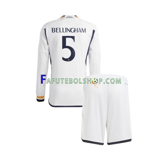 Camisa 1 Real Madrid Jude Bellingham 5 2023-2024 manga longa ,infantil