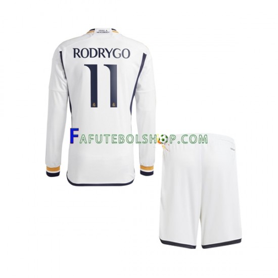 Camisa 1 Real Madrid Rodrygo Goes 11 2023-2024 manga longa ,infantil