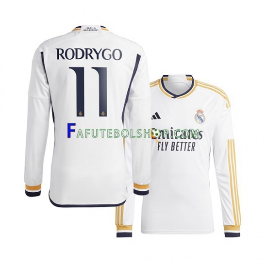 Camisa 1 Real Madrid Rodrygo Goes 11 2023-2024 manga longa ,Masculino