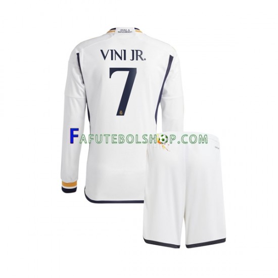 Camisa 1 Real Madrid Vinicius Junior 7 2023-2024 manga longa ,infantil