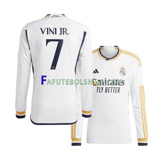 Camisa 1 Real Madrid Vinicius Junior 7 2023-2024 manga longa ,Masculino