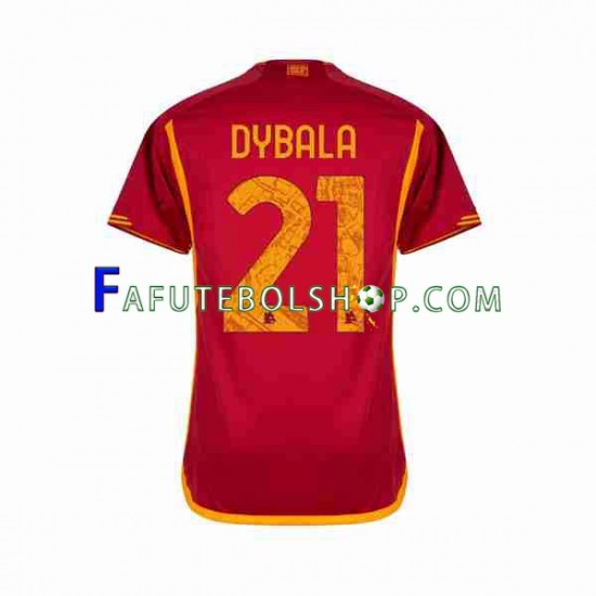 Camisa 1 AS Roma Paulo Dybala 21 2023-2024 manga curta ,Masculino