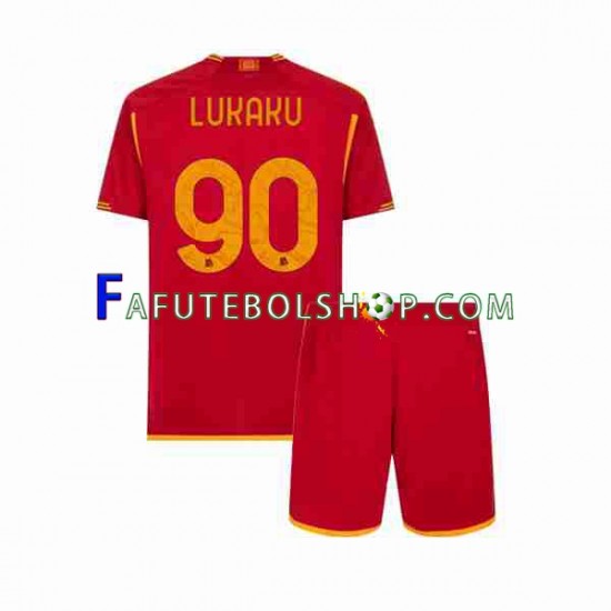 Camisa 1 AS Roma Romelu Lukaku 90 2023-2024 manga curta ,infantil