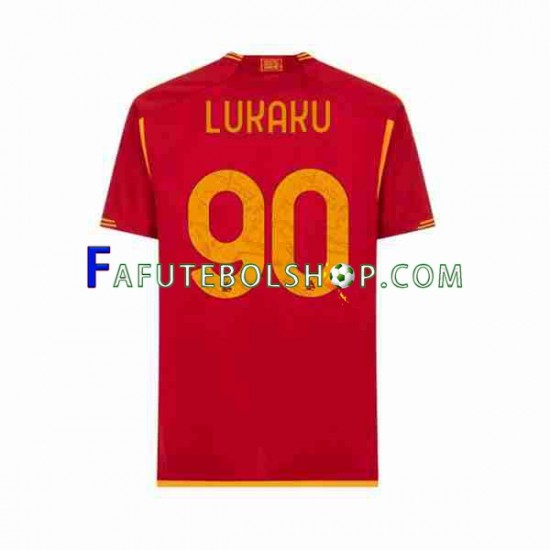 Camisa 1 AS Roma Romelu Lukaku 90 2023-2024 manga curta ,Masculino