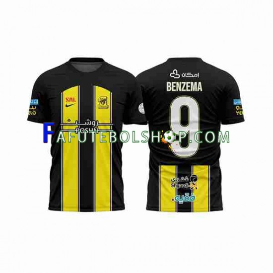 Camisa 1 Al-Ittihad BENZEMA 9 2023-2024 manga curta ,Masculino