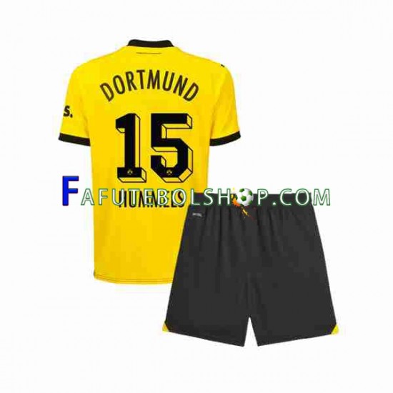 Camisa 1 Borussia Dortmund Mats Hummels 15 2023-2024 manga curta ,infantil