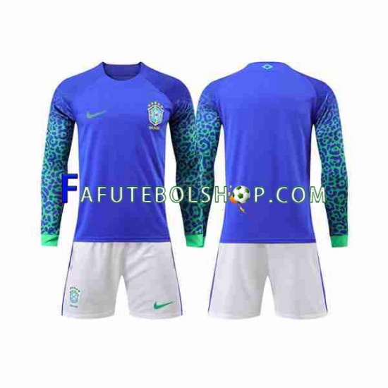 Camisa 2 Brasil Copa Do Mundo 2022 manga longa ,infantil